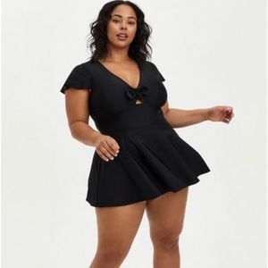Flutter Sleeve Skater Swim Dress with Brief